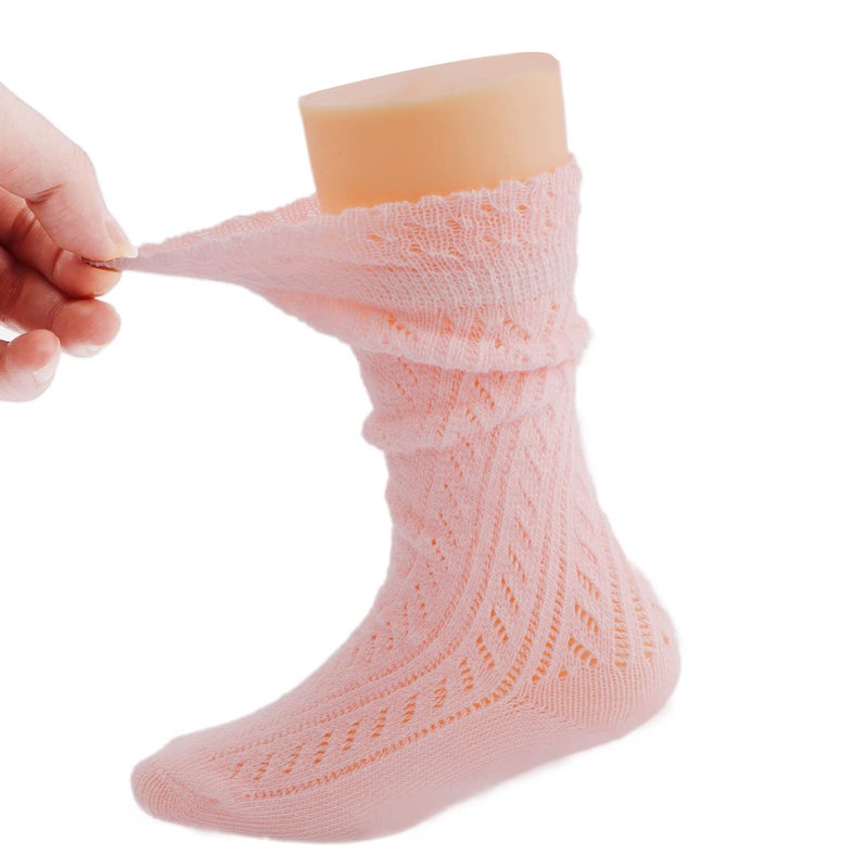 ACTLATI Baby Girls Knee High Socks Hollow Out Anti-skid Knitting Stockings Suitable for 0-2 Years Infants Toddlers - Image 5